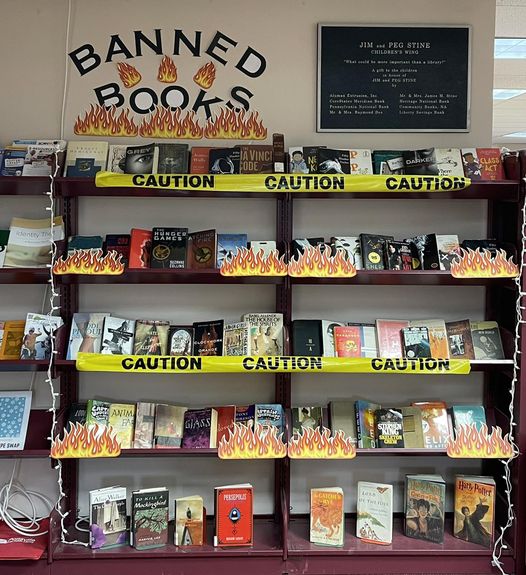 Pottsville Library banned books display 2022